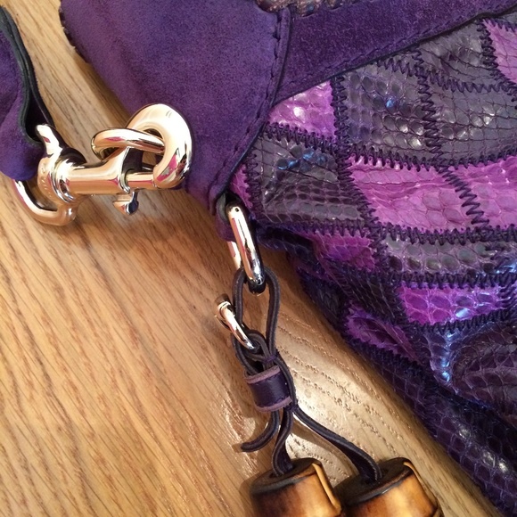 Authentic Gucci Jackie Purple Python & Suede Hobo - Picture 13 of 13